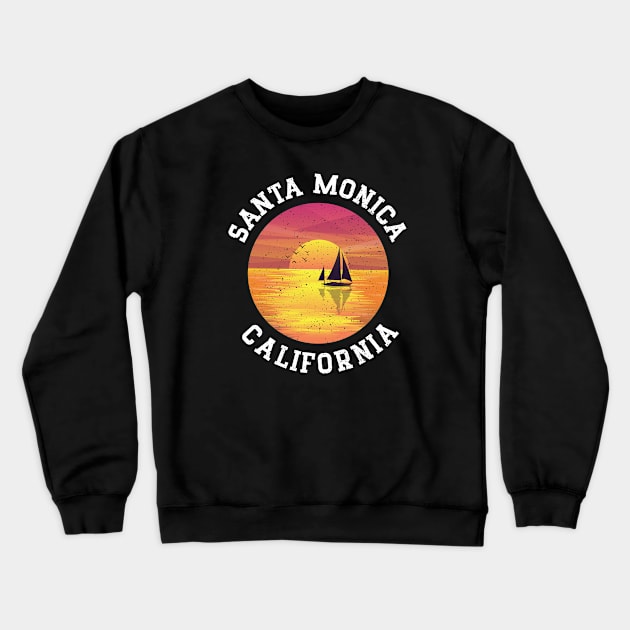 Vintage Santa Monica California Retro 80s Travel Crewneck Sweatshirt by kalponik